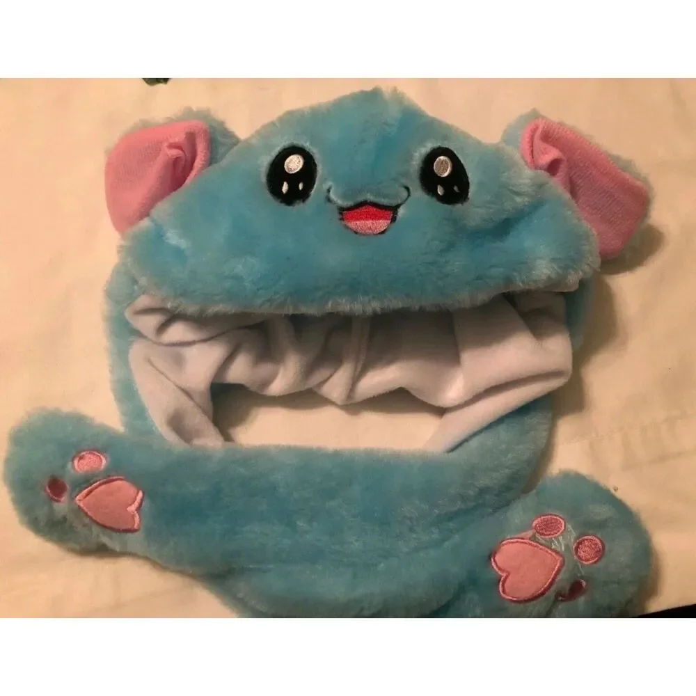 New! Children’s Blue Furry Flipeez Animal Hat Ears Move!